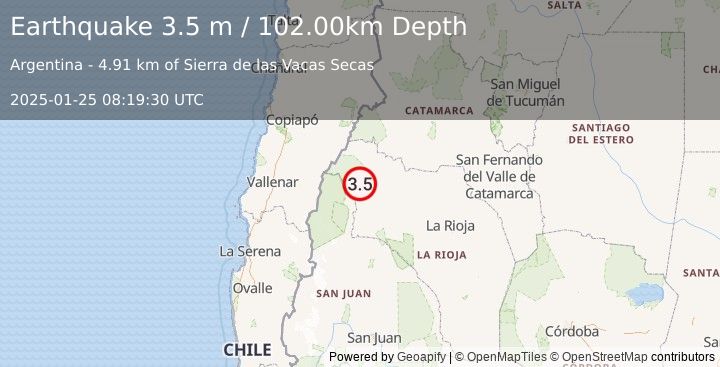 Earthquake LA RIOJA, ARGENTINA (3.5 m) (2025-01-25 08:19:30 UTC)