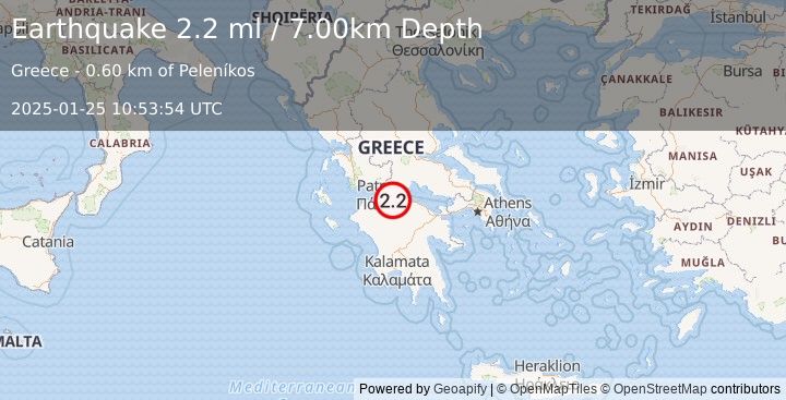 Earthquake GREECE (2.2 ml) (2025-01-25 10:53:54 UTC)