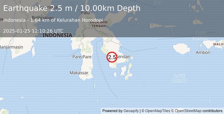 Earthquake SULAWESI, INDONESIA (2.5 m) (2025-01-25 12:10:26 UTC)