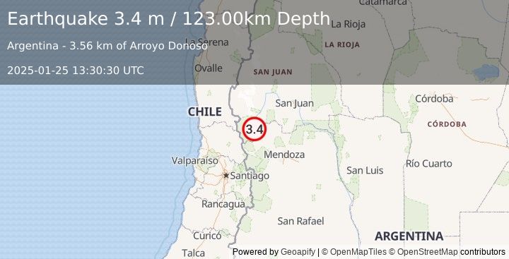 Earthquake SAN JUAN, ARGENTINA (3.4 m) (2025-01-25 13:30:30 UTC)