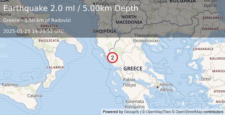 Earthquake GREECE (2.0 ml) (2025-01-25 14:20:52 UTC)