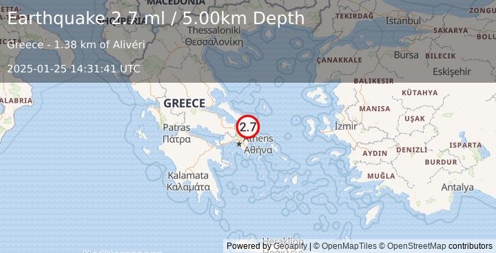 Earthquake AEGEAN SEA (2.7 ml) (2025-01-25 14:31:40 UTC)