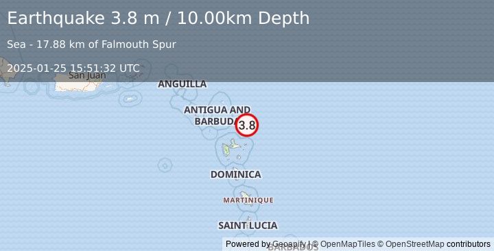 Earthquake ANTIGUA AND BARBUDA REGION (3.8 m) (2025-01-25 15:51:32 UTC)