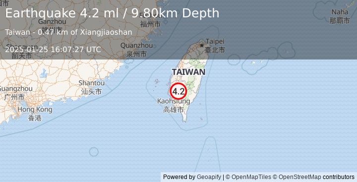 Earthquake TAIWAN (4.2 ml) (2025-01-25 16:07:27 UTC)