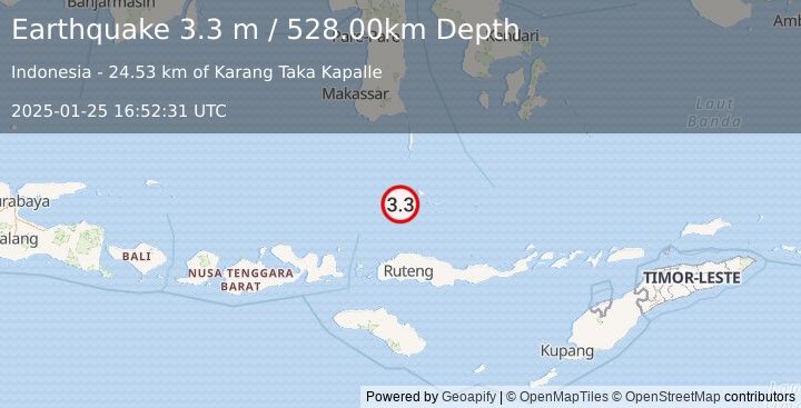 Earthquake FLORES SEA (3.3 m) (2025-01-25 16:52:31 UTC)