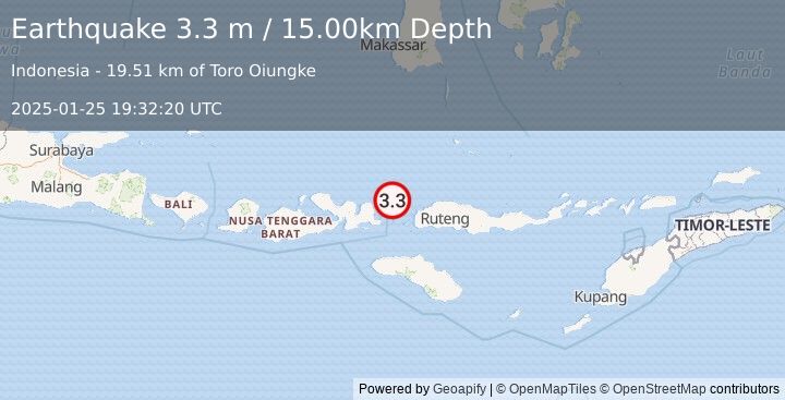 Earthquake FLORES REGION, INDONESIA (3.3 m) (2025-01-25 19:32:20 UTC)