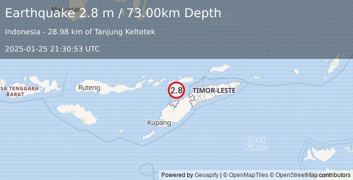 Earthquake KEPULAUAN ALOR, INDONESIA (2.8 m) (2025-01-25 21:30:53 UTC)