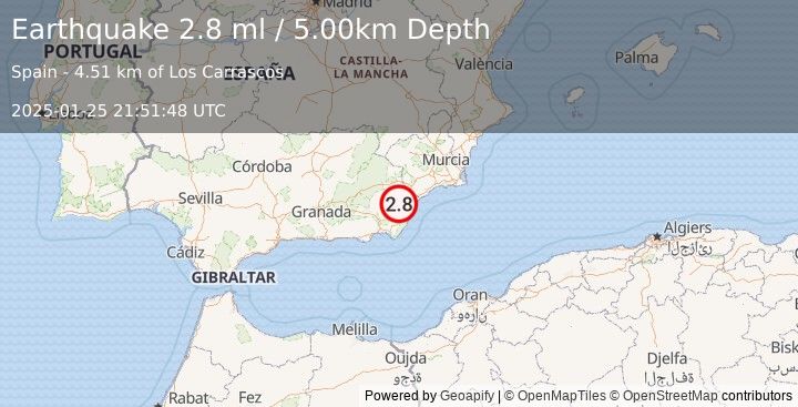 Earthquake SPAIN (2.8 ml) (2025-01-25 21:51:48 UTC)