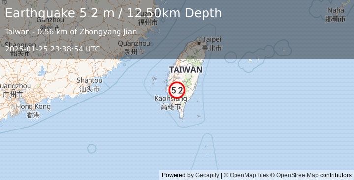 Earthquake TAIWAN (5.2 m) (2025-01-25 23:38:54 UTC)