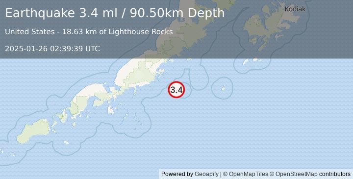 Earthquake ALASKA PENINSULA (3.4 ml) (2025-01-26 02:39:36 UTC)