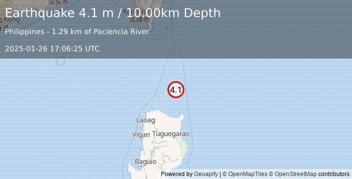 Earthquake BABUYAN ISL REGION, PHILIPPINES (4.1 m) (2025-01-26 17:06:25 UTC)