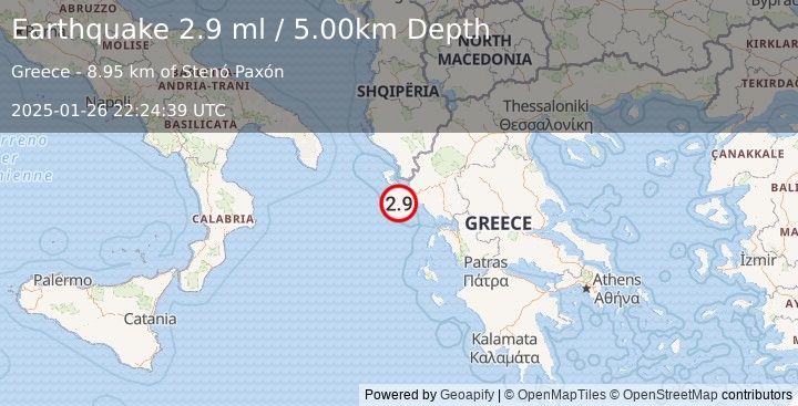 Earthquake GREECE (2.9 ml) (2025-01-26 22:24:39 UTC)