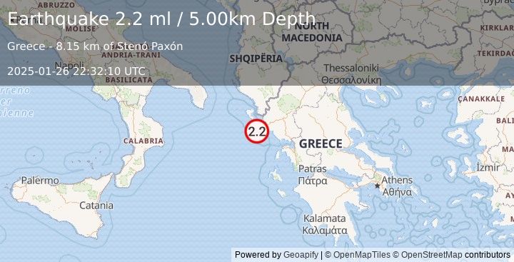 Earthquake GREECE (2.2 ml) (2025-01-26 22:32:10 UTC)