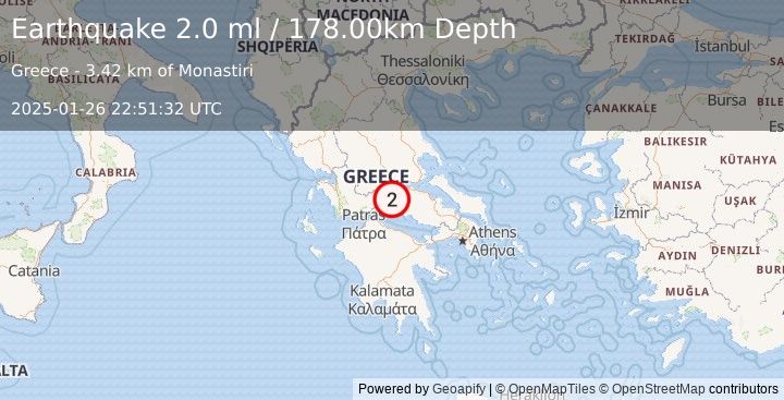 Earthquake GREECE (2.0 ml) (2025-01-26 22:51:32 UTC)