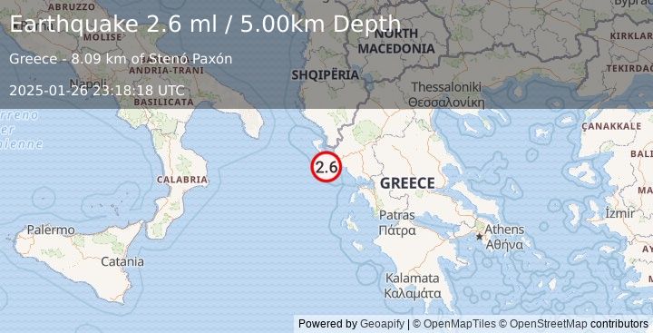 Earthquake GREECE (2.5 ml) (2025-01-26 23:18:17 UTC)