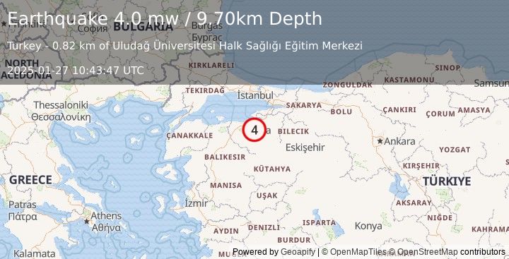 Earthquake WESTERN TURKEY (4.0 ml) (2025-01-27 10:43:46 UTC)