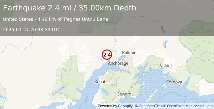 Earthquake SOUTHERN ALASKA (2.4 ml) (2025-01-27 20:38:53 UTC)