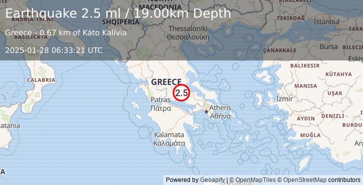 Earthquake GREECE (2.5 ml) (2025-01-28 06:33:21 UTC)