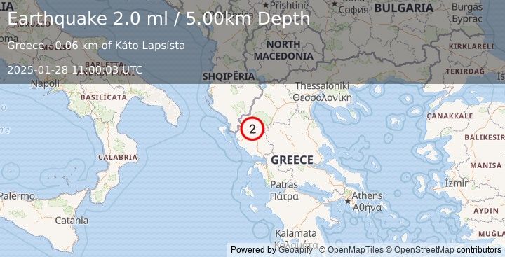 Earthquake GREECE (2.0 ml) (2025-01-28 11:00:03 UTC)