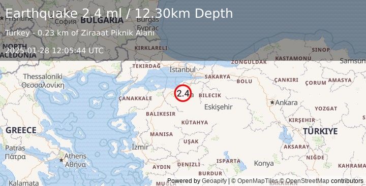 Earthquake WESTERN TURKEY (2.4 ml) (2025-01-28 12:05:44 UTC)