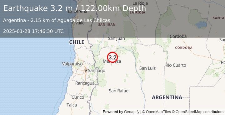 Earthquake MENDOZA, ARGENTINA (3.2 m) (2025-01-28 17:46:30 UTC)