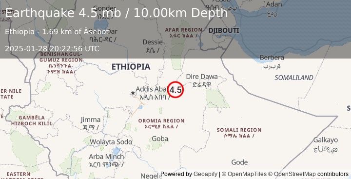 Earthquake ETHIOPIA (4.5 mb) (2025-01-28 20:22:56 UTC)