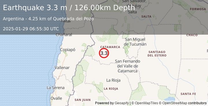 Earthquake CATAMARCA, ARGENTINA (3.3 m) (2025-01-29 06:55:30 UTC)