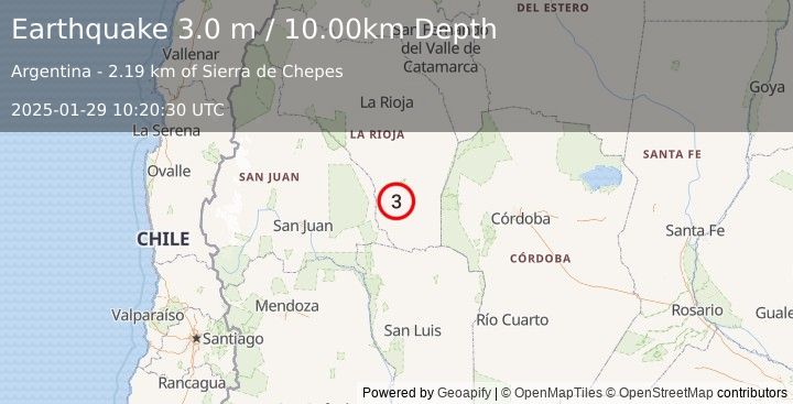 Earthquake LA RIOJA, ARGENTINA (3.0 m) (2025-01-29 10:20:30 UTC)