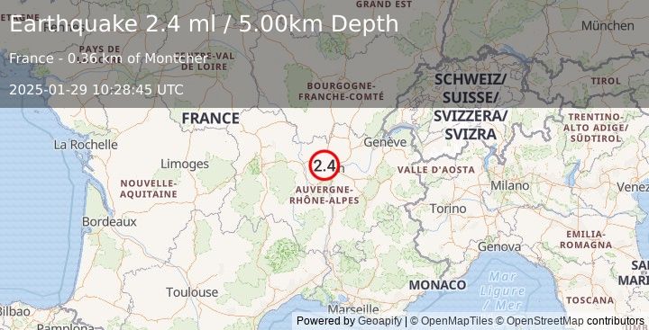 Earthquake FRANCE (2.4 ml) (2025-01-29 10:28:45 UTC)