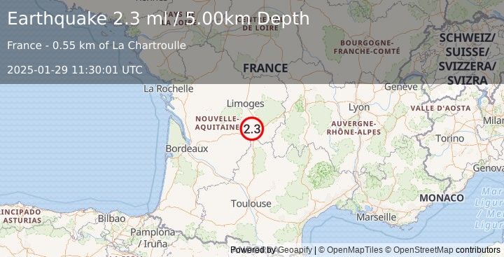 Earthquake FRANCE (2.3 ml) (2025-01-29 11:30:01 UTC)