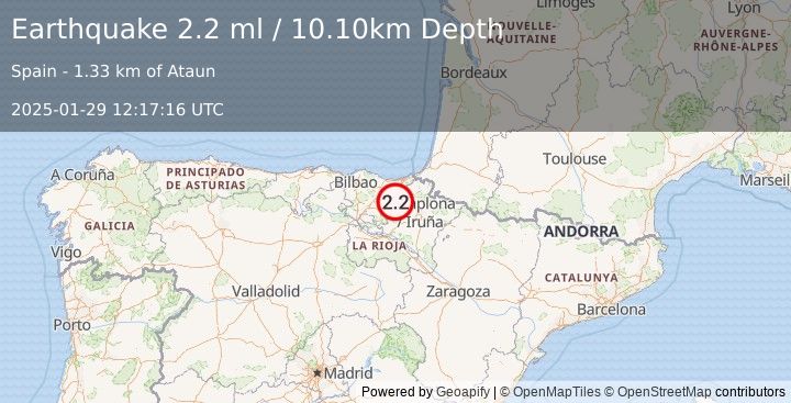 Earthquake SPAIN (2.2 ml) (2025-01-29 12:17:16 UTC)