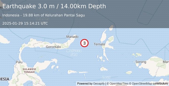 Earthquake MOLUCCA SEA (3.0 m) (2025-01-29 15:14:21 UTC)