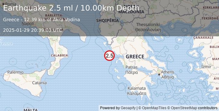 Earthquake GREECE (2.5 ml) (2025-01-29 20:39:03 UTC)