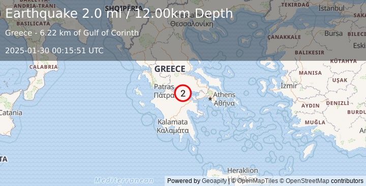 Earthquake GREECE (2.0 ml) (2025-01-30 00:15:51 UTC)