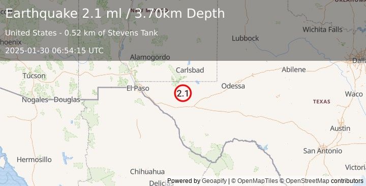 Earthquake WESTERN TEXAS (2.1 ml) (2025-01-30 06:54:15 UTC)