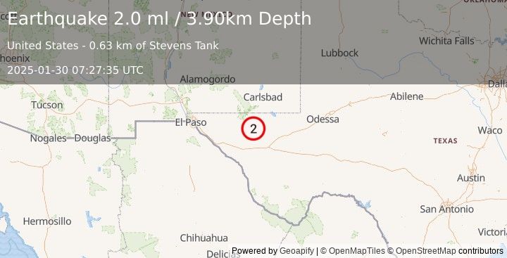 Earthquake WESTERN TEXAS (2.0 ml) (2025-01-30 07:27:35 UTC)