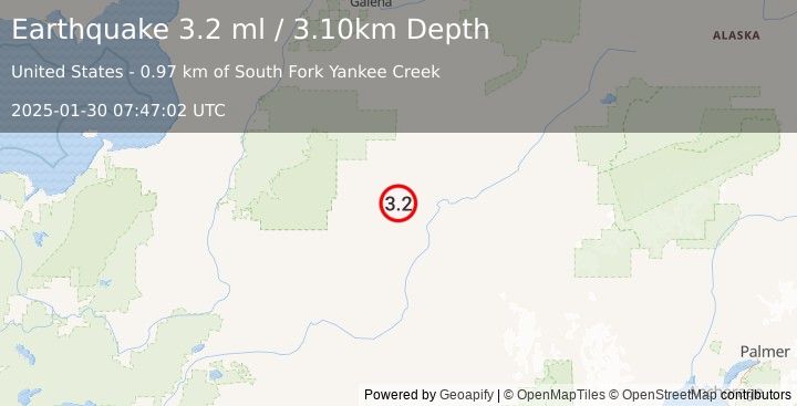 Earthquake CENTRAL ALASKA (3.2 ml) (2025-01-30 07:47:02 UTC)