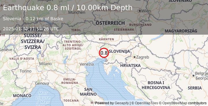 Earthquake SLOVENIA (0.8 ml) (2025-01-30 11:59:26 UTC)