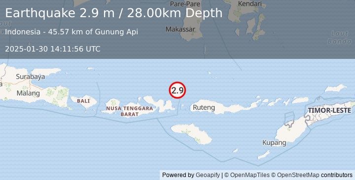 Earthquake FLORES SEA (2.9 m) (2025-01-30 14:11:56 UTC)