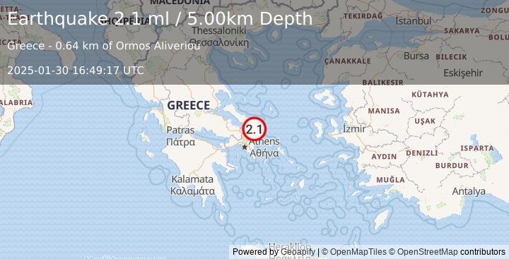 Earthquake AEGEAN SEA (2.1 ml) (2025-01-30 16:49:17 UTC)