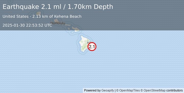 Earthquake HAWAII REGION, HAWAII (2.1 ml) (2025-01-30 22:53:52 UTC)