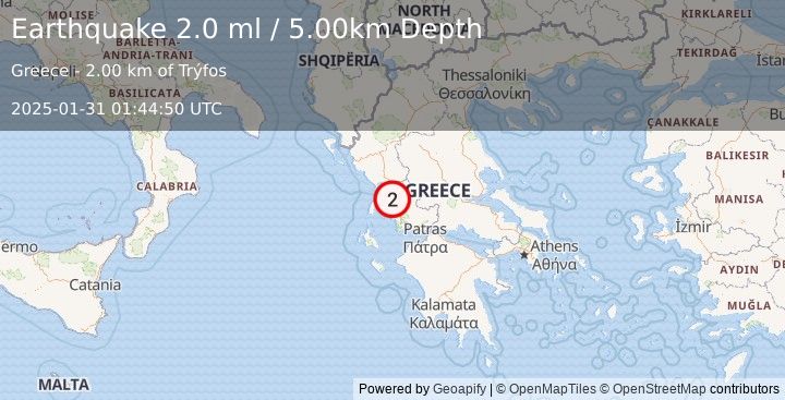 Earthquake GREECE (2.0 ml) (2025-01-31 01:44:50 UTC)