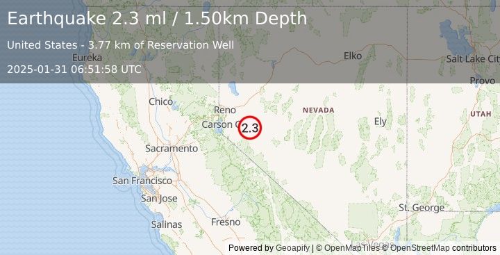 Earthquake NEVADA (2.3 ml) (2025-01-31 06:51:58 UTC)