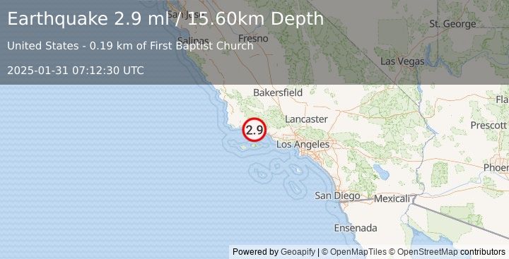 Earthquake SOUTHERN CALIFORNIA (2.9 ml) (2025-01-31 07:12:30 UTC)