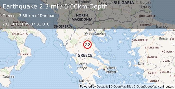 Earthquake GREECE (2.3 ml) (2025-01-31 09:07:01 UTC)