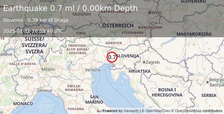 Earthquake SLOVENIA (0.7 ml) (2025-01-31 10:59:40 UTC)