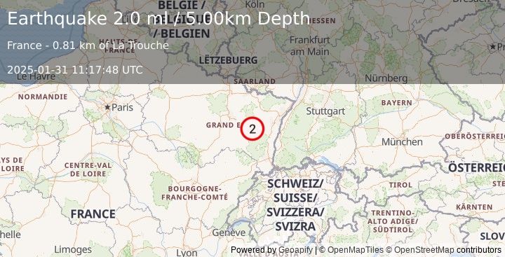 Earthquake FRANCE (2.0 ml) (2025-01-31 11:17:48 UTC)