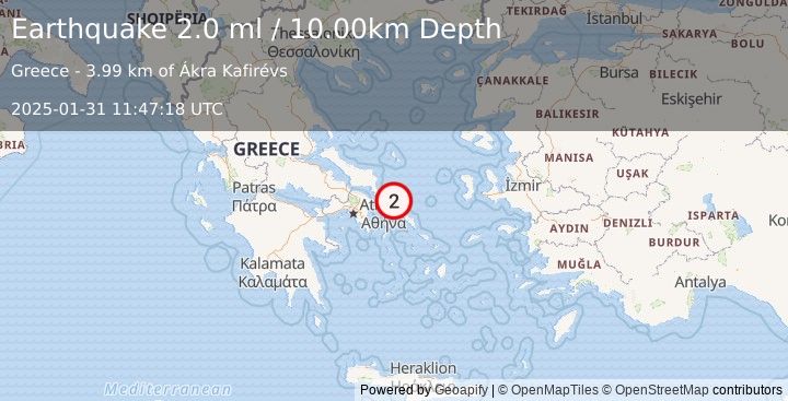 Earthquake AEGEAN SEA (2.0 ml) (2025-01-31 11:47:18 UTC)