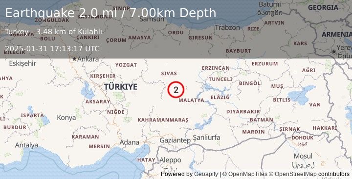 Earthquake CENTRAL TURKEY (2.0 ml) (2025-01-31 17:13:17 UTC)