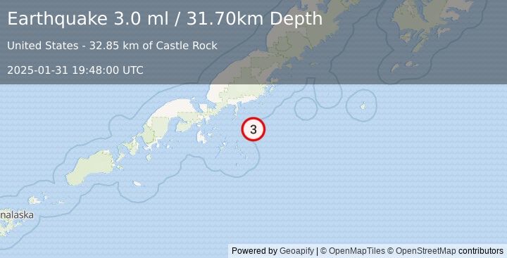 Earthquake ALASKA PENINSULA (3.0 ml) (2025-01-31 19:48:00 UTC)